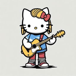 A classic Hello Kitty character dressed as Kurt Cobain