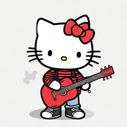 A classic Hello Kitty character dressed as Kurt Cobain