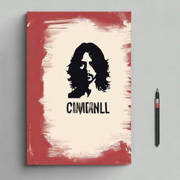 Design a journal branded with Chris Cornell's name, reminiscent of the 1990s, with vibrant colors