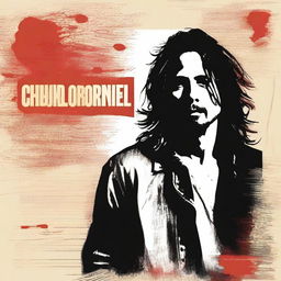 Design a journal branded with Chris Cornell's name, reminiscent of the 1990s, with vibrant colors