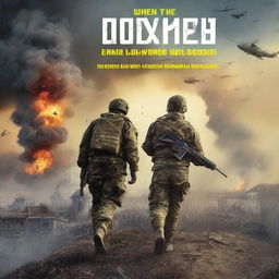 Create a book cover for a novel titled 'When the Rockets Flew' that depicts the war in Ukraine in 2014, life in Russia from 2014 to 2022, and the full-scale invasion of Ukraine in 2022, all through the eyes of a Russian citizen