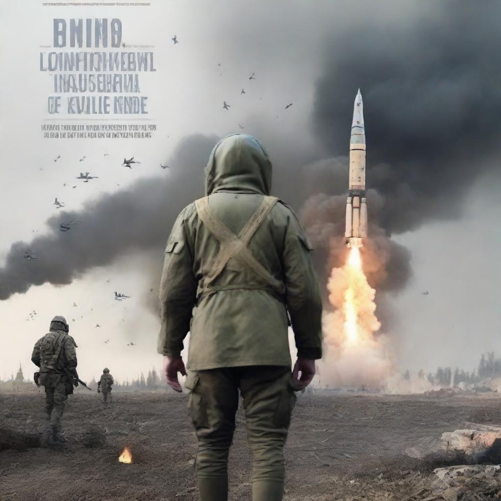 Design a book cover for 'When the Rockets Flew' that captures the perception of the war in Ukraine in 2014 from within Russia, life in Russia from 2014 to 2022, and Russia's full-scale invasion of Ukraine in 2022, all through the eyes of a Russian citizen