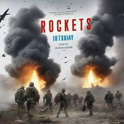 Design a book cover for 'When the Rockets Flew' that captures the perception of the war in Ukraine in 2014 from within Russia, life in Russia from 2014 to 2022, and Russia's full-scale invasion of Ukraine in 2022, all through the eyes of a Russian citizen