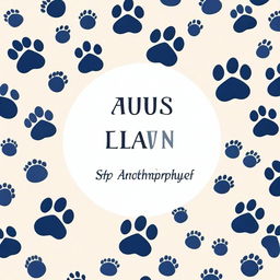 Generate an image with a midnight blue background featuring a black paw print prominently in the center