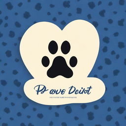 Generate an image with a midnight blue background featuring a black paw print prominently in the center