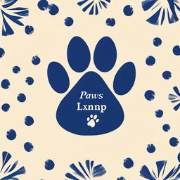 Generate an image with a midnight blue background featuring a black paw print prominently in the center