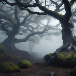 Create a highly detailed, 8k resolution portrait of a fantasy dark scenery