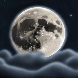 Create a highly detailed, 8k resolution portrait of a full moon night sky