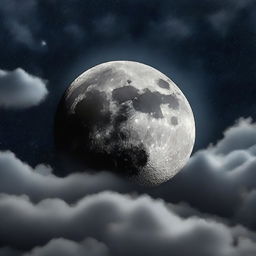 Create a highly detailed, 8k resolution portrait of a full moon night sky