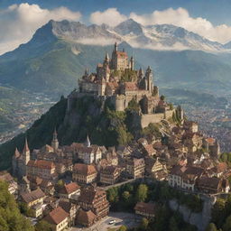 An imaginative representation of Liechtenstein in a steampunk format, presenting Vaduz with an antique metallic cityscape, alpine landscapes dotted with steam-powered ski lifts, and ancient castles exhibiting subtle mechanical features.