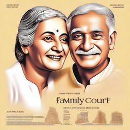 Create a film poster for a Hindi feature film titled 'FAMILY COURT'