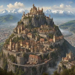 An imaginative representation of Liechtenstein in a steampunk format, presenting Vaduz with an antique metallic cityscape, alpine landscapes dotted with steam-powered ski lifts, and ancient castles exhibiting subtle mechanical features.