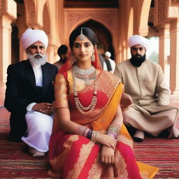 A beautiful Hindu girl surrounded by Muslim Sheikhs