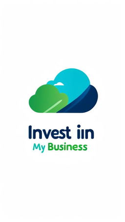 Bold word logo spelling 'Invest In My Business' in vibrant blues and greens on a white background.