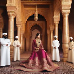 A beautiful Hindu girl surrounded by Muslim Sheikhs