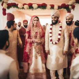 A beautiful wedding scene featuring a Hindu girl marrying a Muslim Sheikh