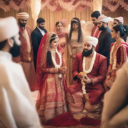 A beautiful wedding scene featuring a Hindu girl marrying a Muslim Sheikh