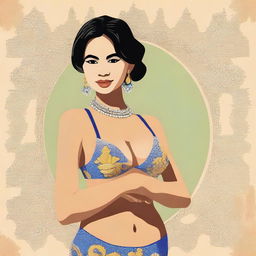 Create an image of a Cambodian woman wearing a bra