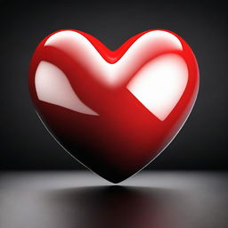 A big, beautiful 3D red heart with a black background