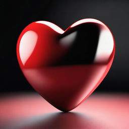 A big, beautiful 3D red heart with a black background