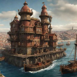 A captivating vision of Spain with steampunk influences, portraying Barcelona complemented with Victorian-era architecture, the rustic landscapes amplified with steam-powered structures, and the coastline animated by mechanical sea creatures.