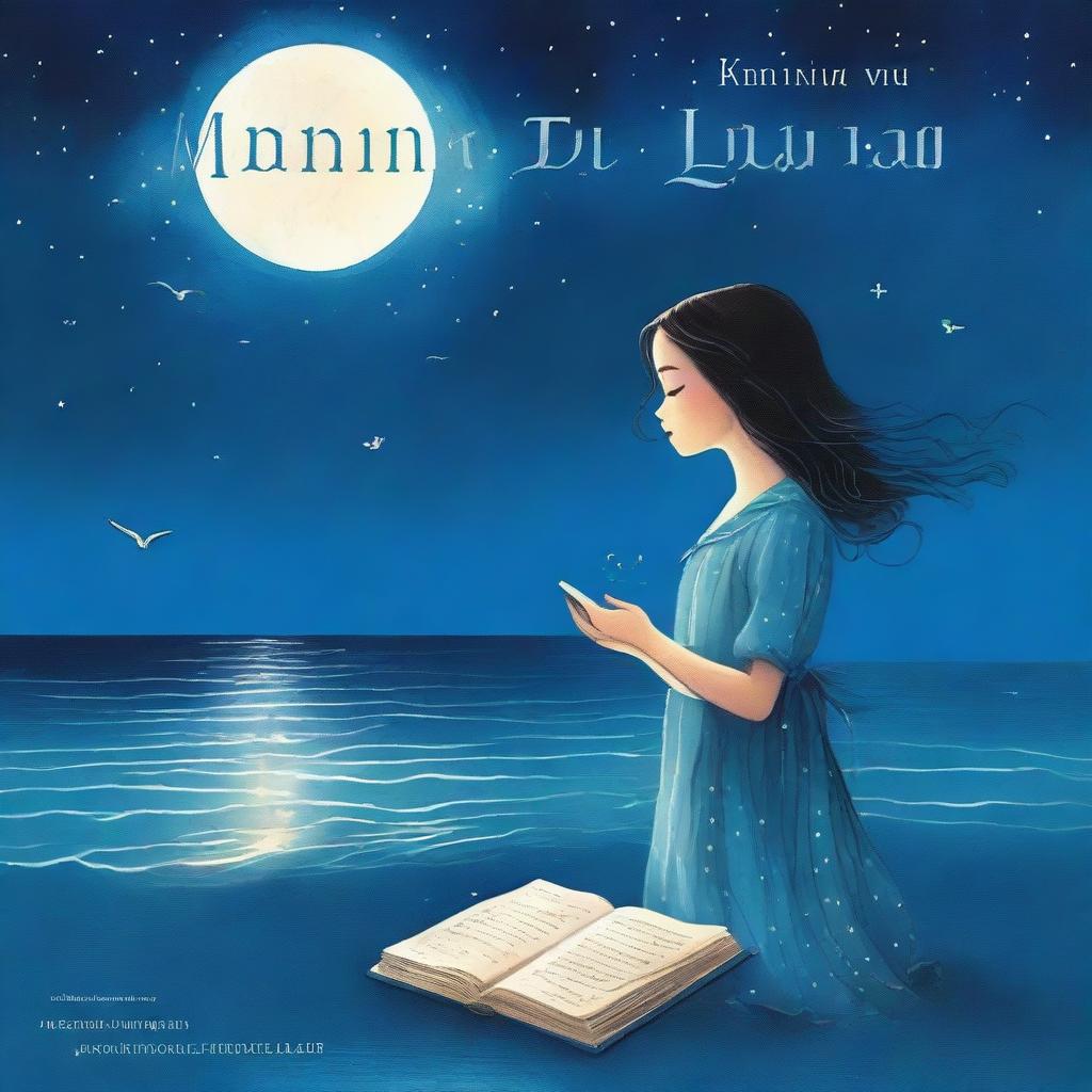 A book cover featuring a night-time ocean scene illuminated by moonlight