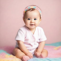 A cute baby in a professional photo studio setting