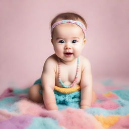 A cute baby in a professional photo studio setting