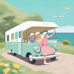 Five elderly ladies between the ages of 65 and 70 are going on a road trip to the sea in a motorhome called Daisy