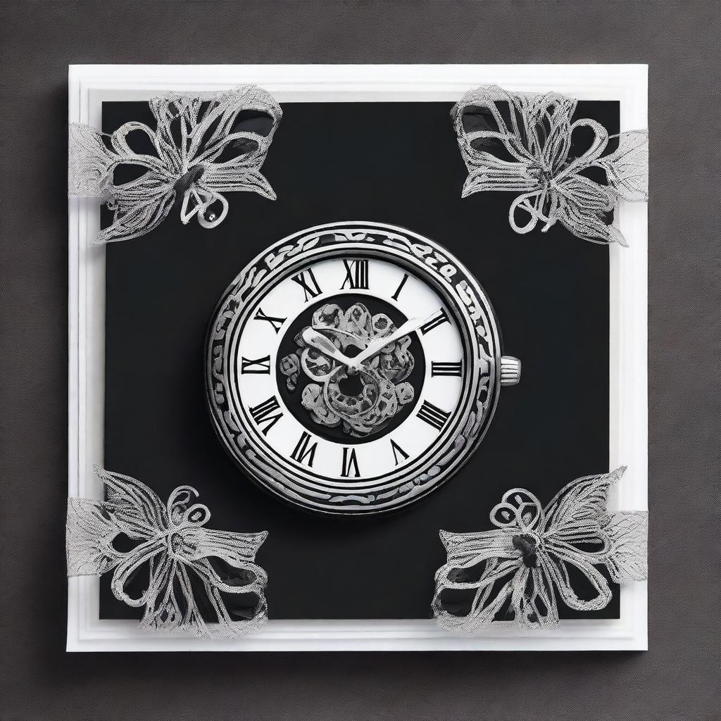 Create a card that represents a watch, featuring sleek and elegant design elements