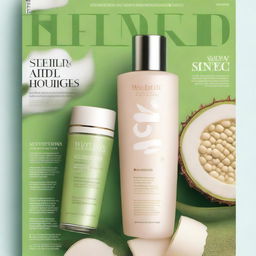 A magazine cover featuring skincare products