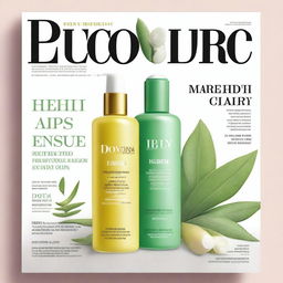 A magazine cover featuring skincare products