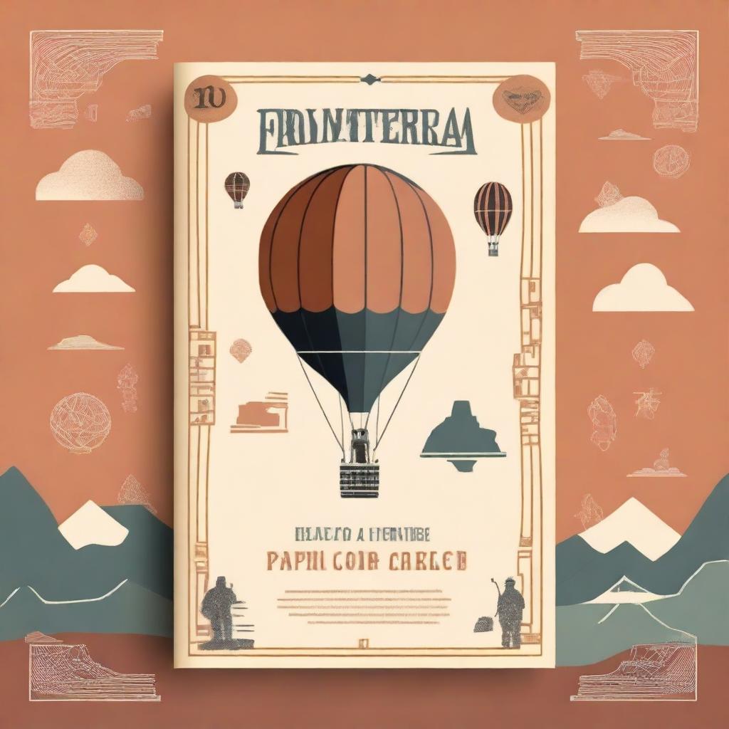 A book cover titled 'Fronteras' featuring a hot air balloon and symbols related to archaeology