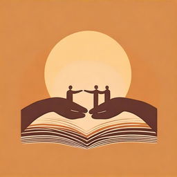 Create a book cover featuring interlocking hands or figures forming a bridge as the central image