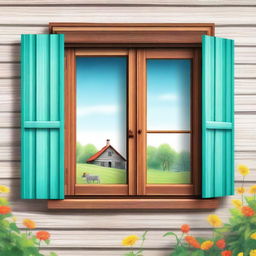 A detailed illustration of window shutters attached to a charming cottage