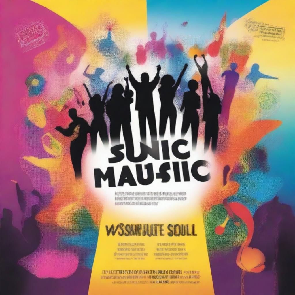 A vibrant and dynamic promotional poster for a music concert agency