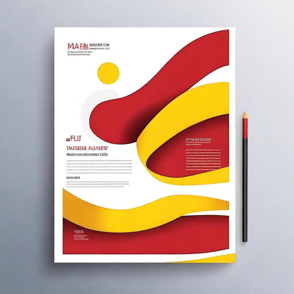 Generate an image of an A4 sized, left-bound report cover page featuring a simple, yet engaging design