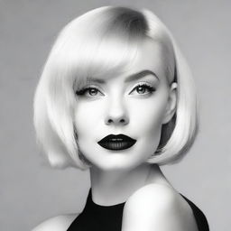 A beautiful girl with pale skin color and a stylish bob haircut