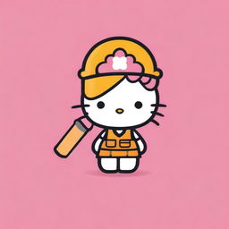 Create a logo featuring Hello Kitty dressed as a construction worker