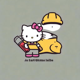 Create a logo featuring Hello Kitty dressed as a construction worker