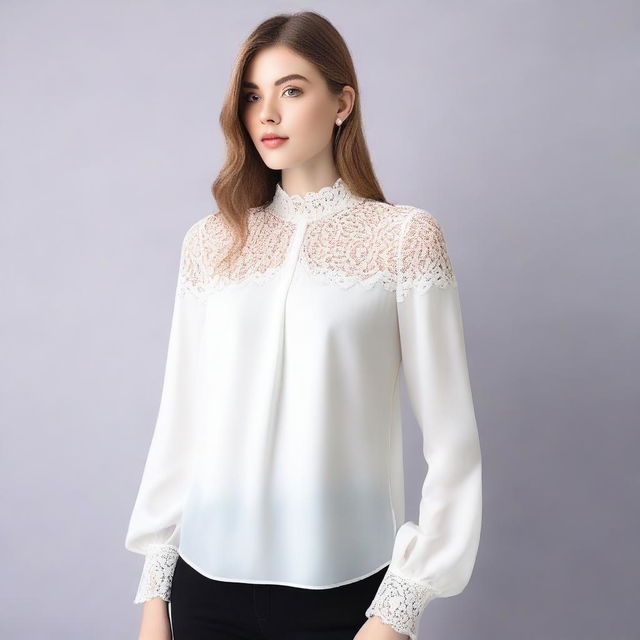 A stylish and elegant blouse displayed on a mannequin