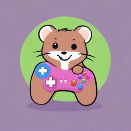 A cute, cartoon-style mink wraps itself around a gamepad