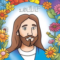 Create a cover for a children's coloring book featuring Jesus