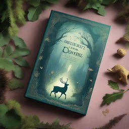 A captivating book cover featuring an enchanting forest scene with mystical creatures and a hidden path leading to an ancient castle