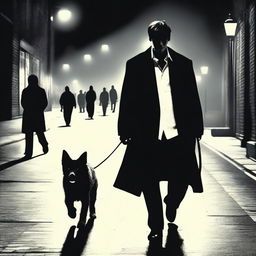 Create a movie poster for a film titled 'The Dog Walker'