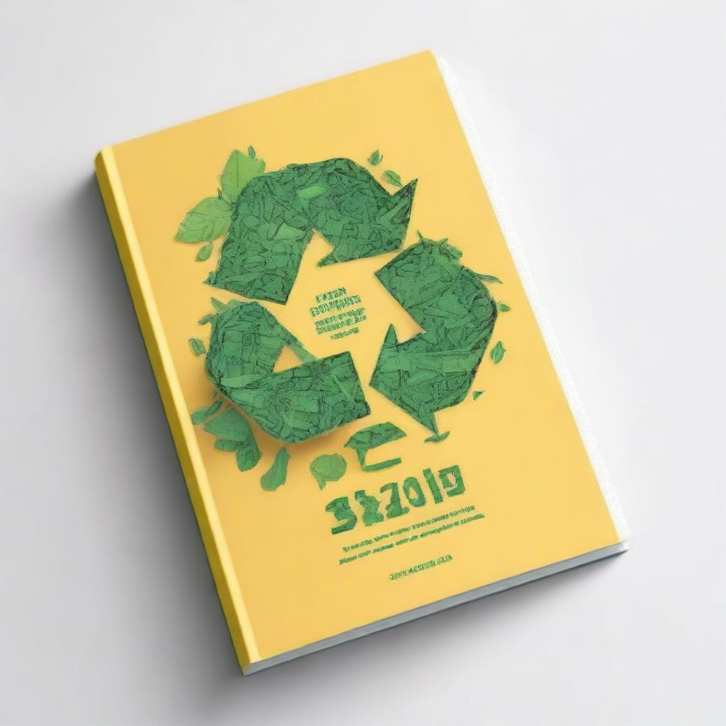 A book cover design focused on recycling plastic waste, featuring a creative and eco-friendly theme