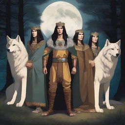 Depiction of nine princes from the wolf clan