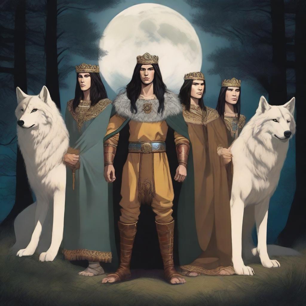 Depiction of nine princes from the wolf clan