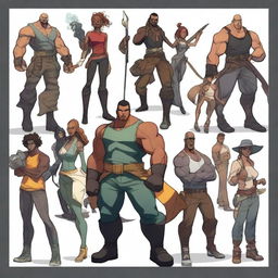 Depiction of a team of characters, each with unique abilities and appearances, working together