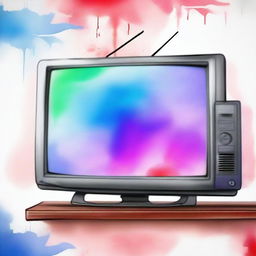 Create a realistic watercolor drawing of a plasma TV